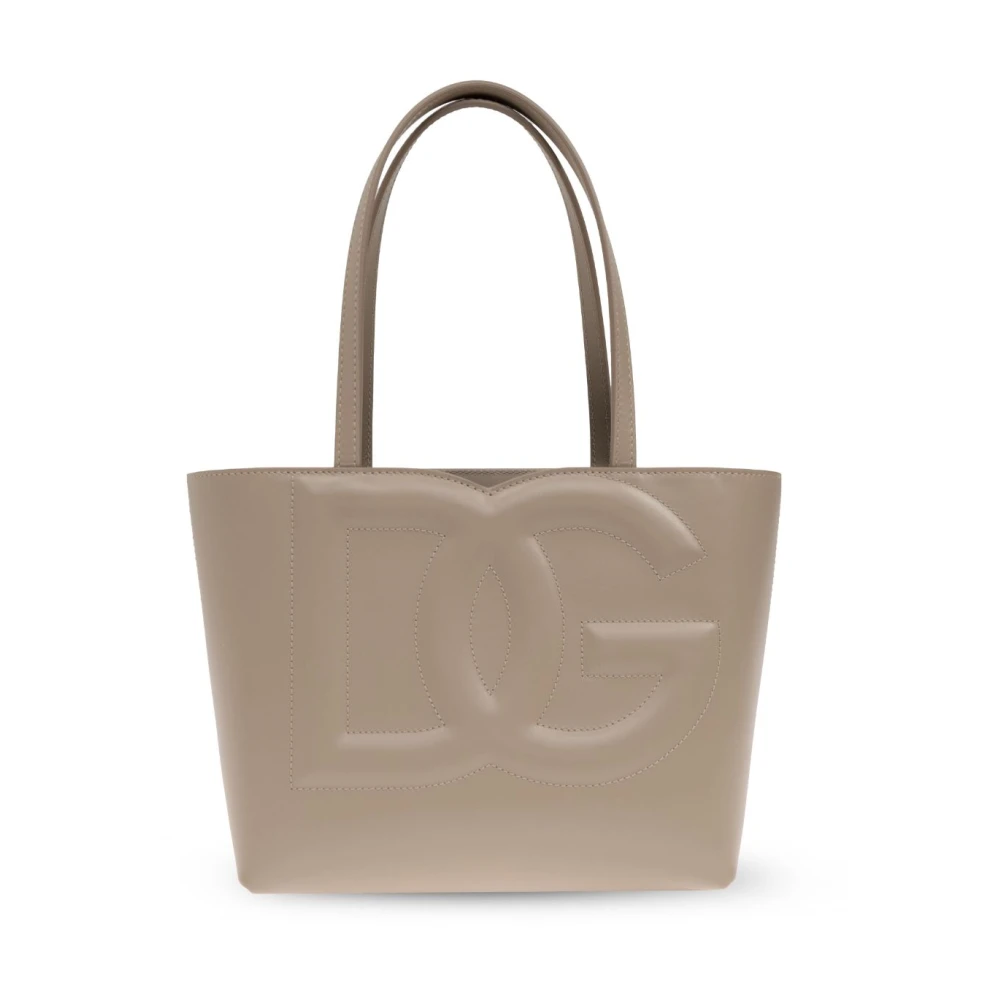 Liten Tote Bag i Beige Skinn