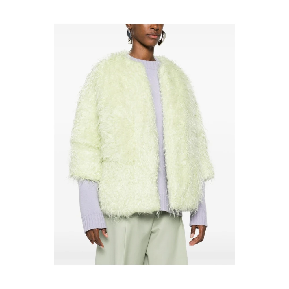 Dries Van Noten Groene Wol-Mohair Faux-Fur Coconjas Green Dames