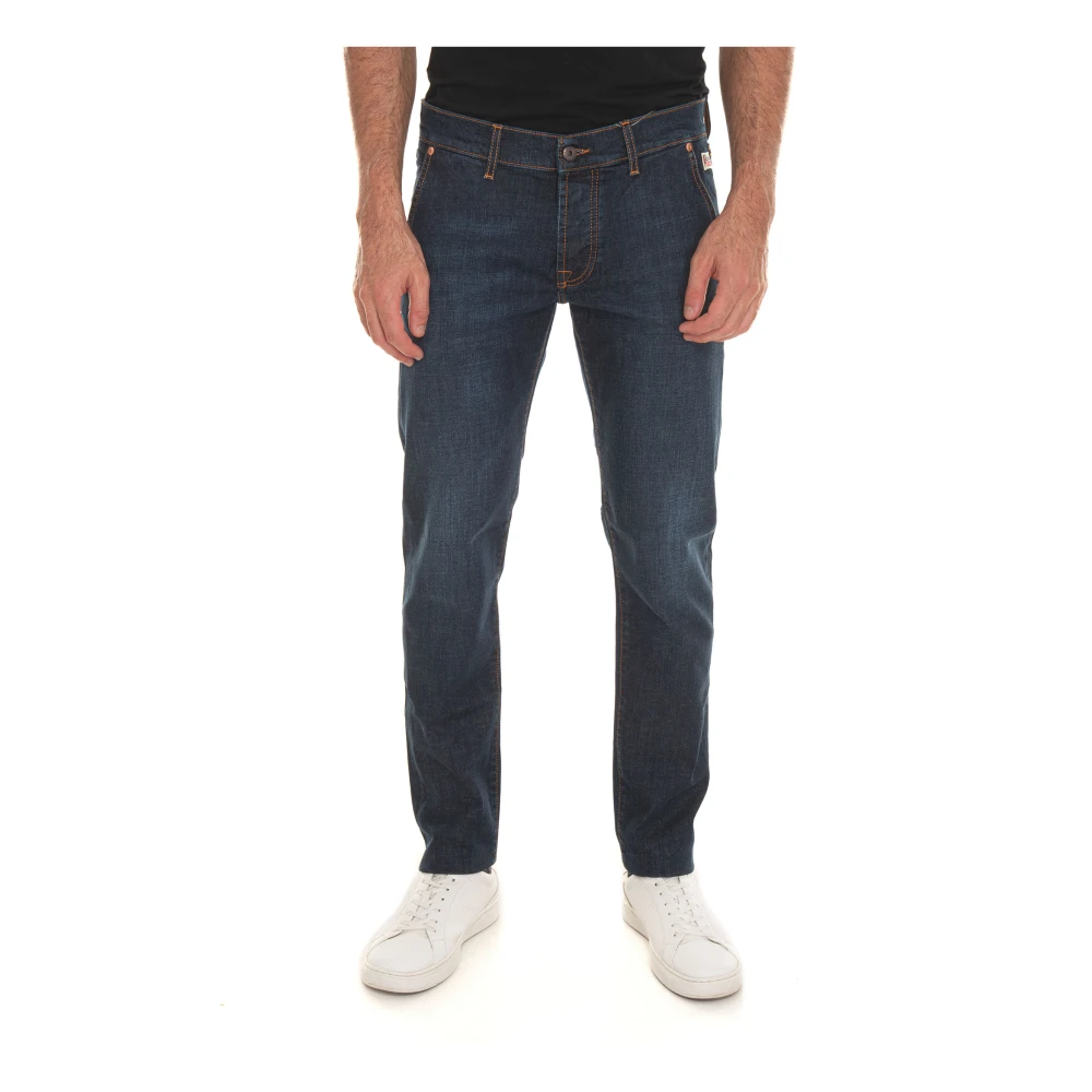 Roy Roger's Stone Washed Denim Cut Chino Jeans Blue Heren