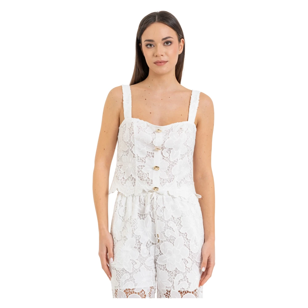 Kocca Kvinno Vit Toppar Dam, M, Macramé Lace Top