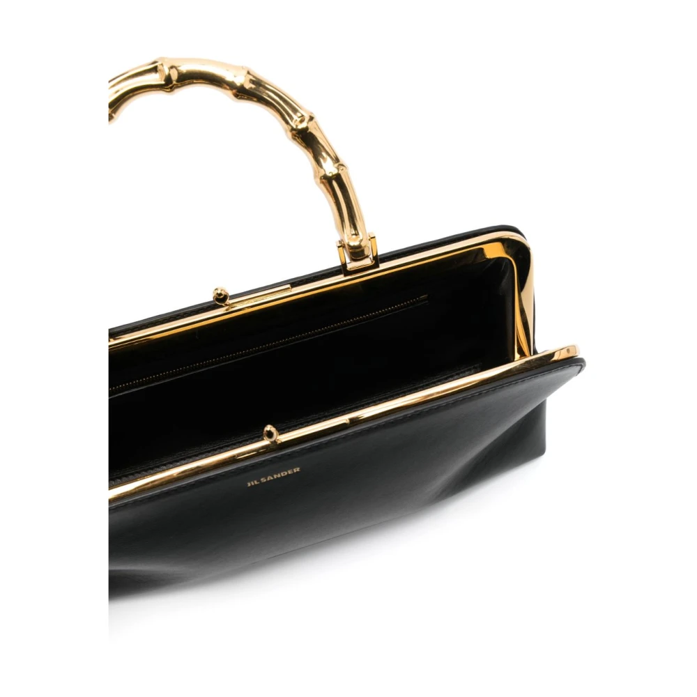 Jil Sander Zwarte leren handtas met gouden hardware Black Dames