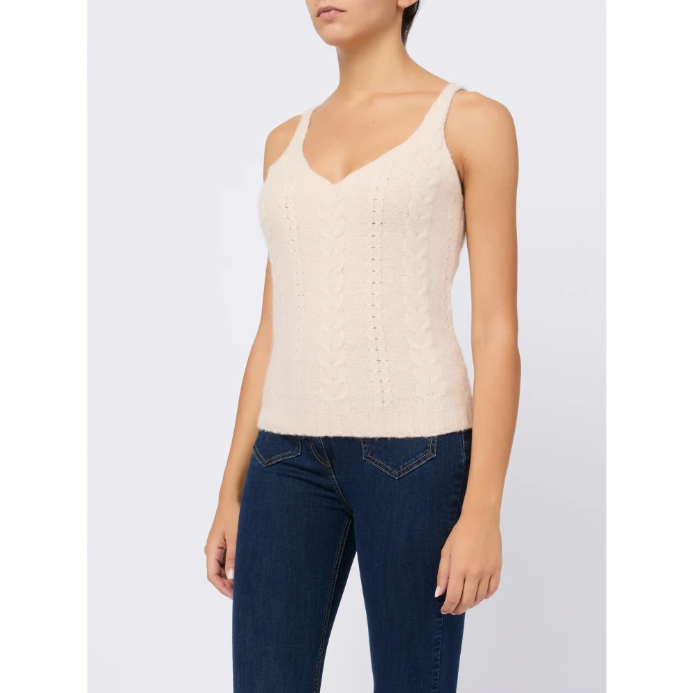 Kangra Beige Trui V-Hals Mouwloos Vrouwen Beige Dames