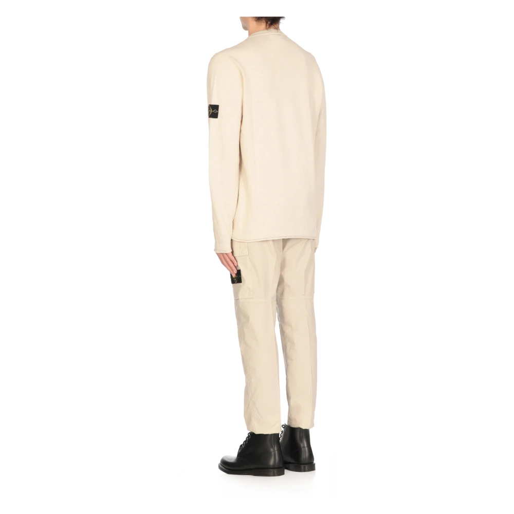 Stone Island Beige Katoenen Trui met Iconische Patch Beige Heren