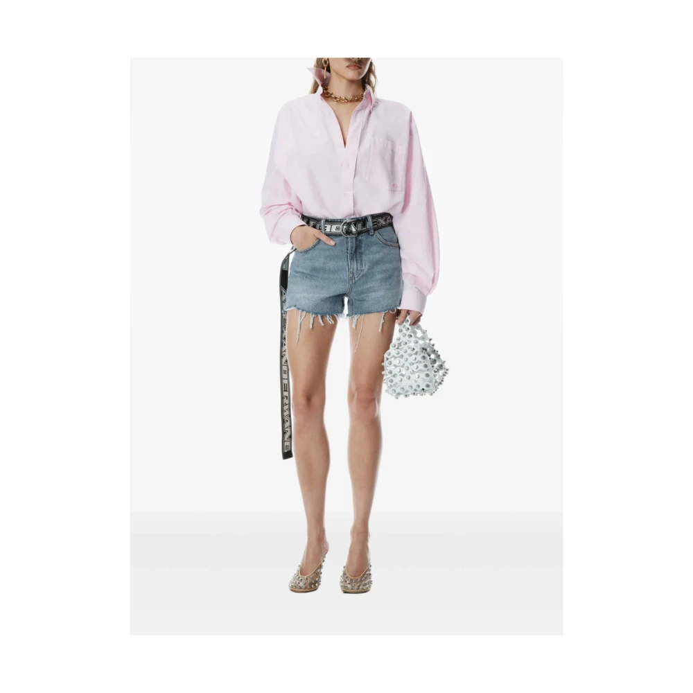 T by Alexander Wang Roze Button-Up Shirt met Logo Pink Dames