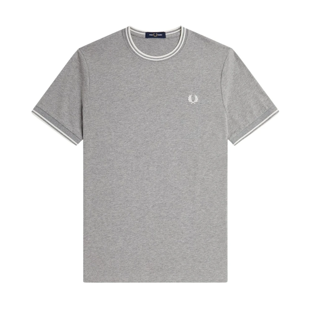 Fred Perry Gestreept Ribbel Rond Hals T-Shirt Gray Heren