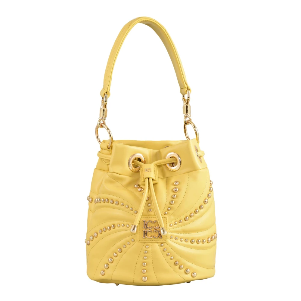 La Carrie Studded Bucket Bag met Handvat en Riem Yellow Dames
