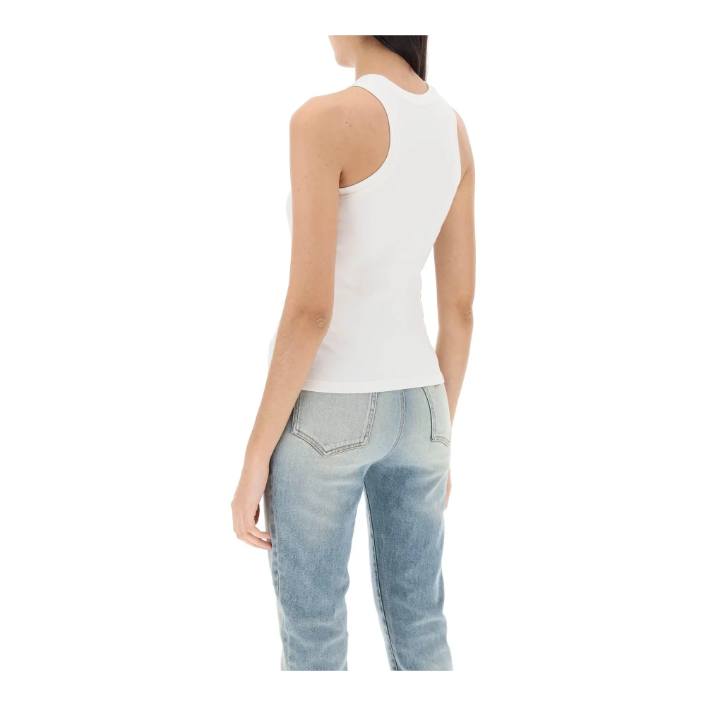 Balmain Katoenen Tanktop met PB Borduursel White Dames