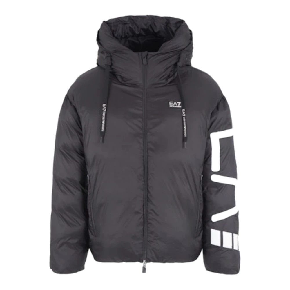 Emporio Armani EA7 Zwarte Bomberjack met Wit Logo Black Heren