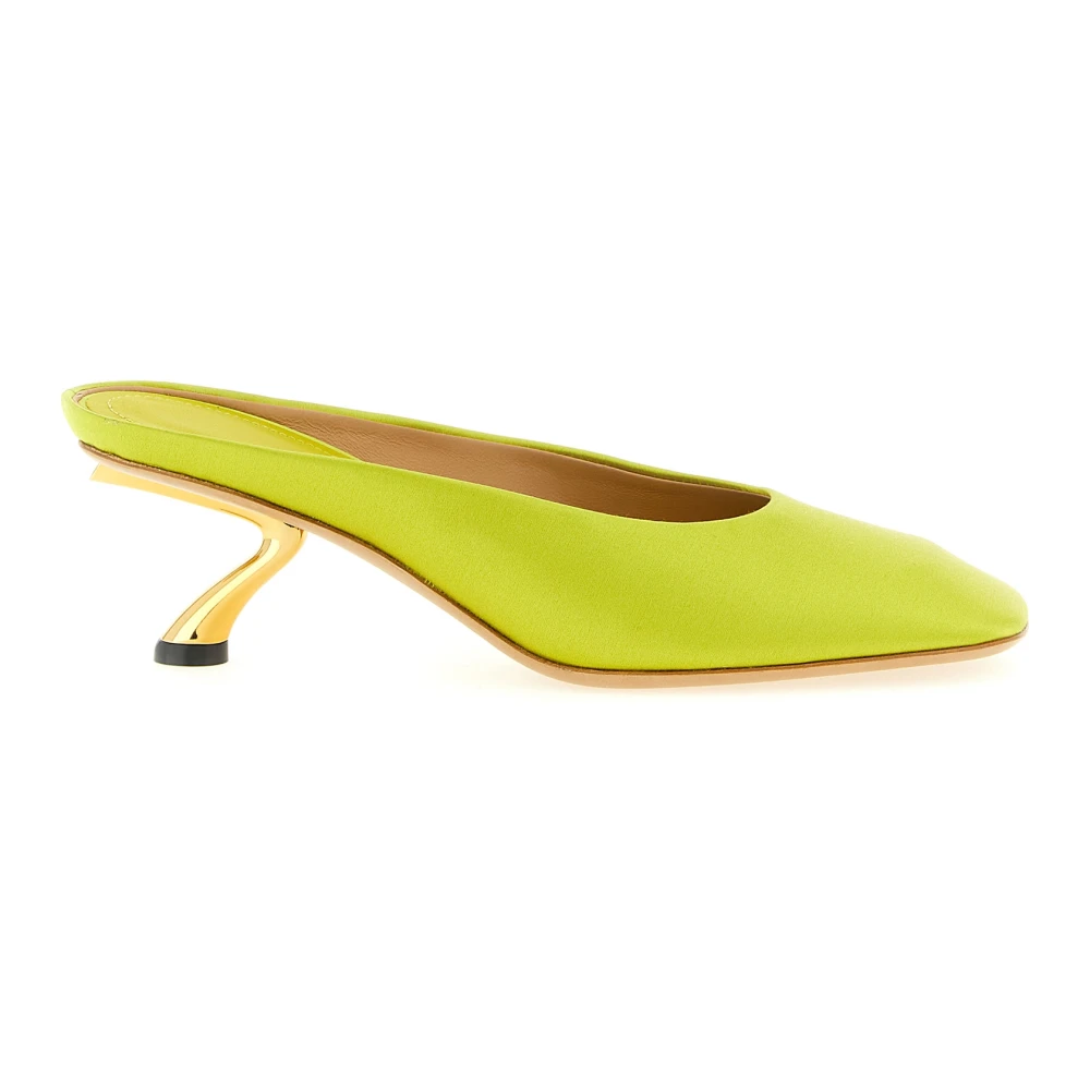 Ferragamo Women's Yellow Safi Satin Mules - Heeled Mules - 5 Uk - Shoes