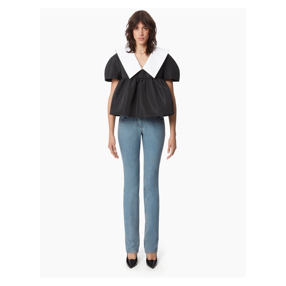 Nina Ricci Zwarte Taffeta Babydoll Top Black Dames