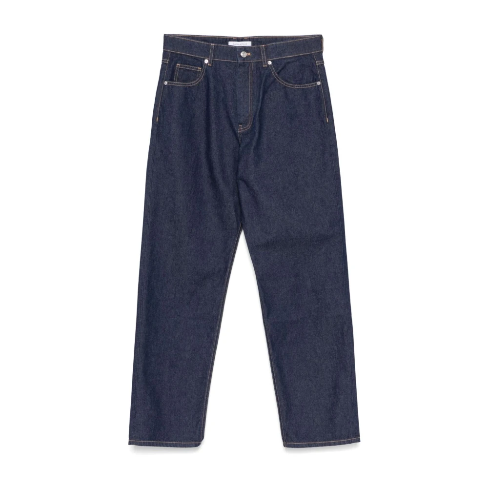 Maison Kitsuné Blue Indigo Classic Button Fly Jeans - Male - Straight Fit Jeans - W33 - Jeans