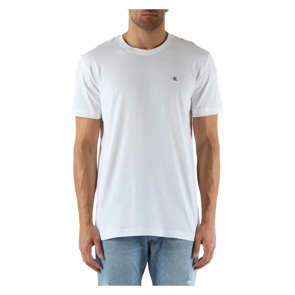 Calvin Klein Jeans Katoenen T-shirt met Voorlogo Patch White Heren