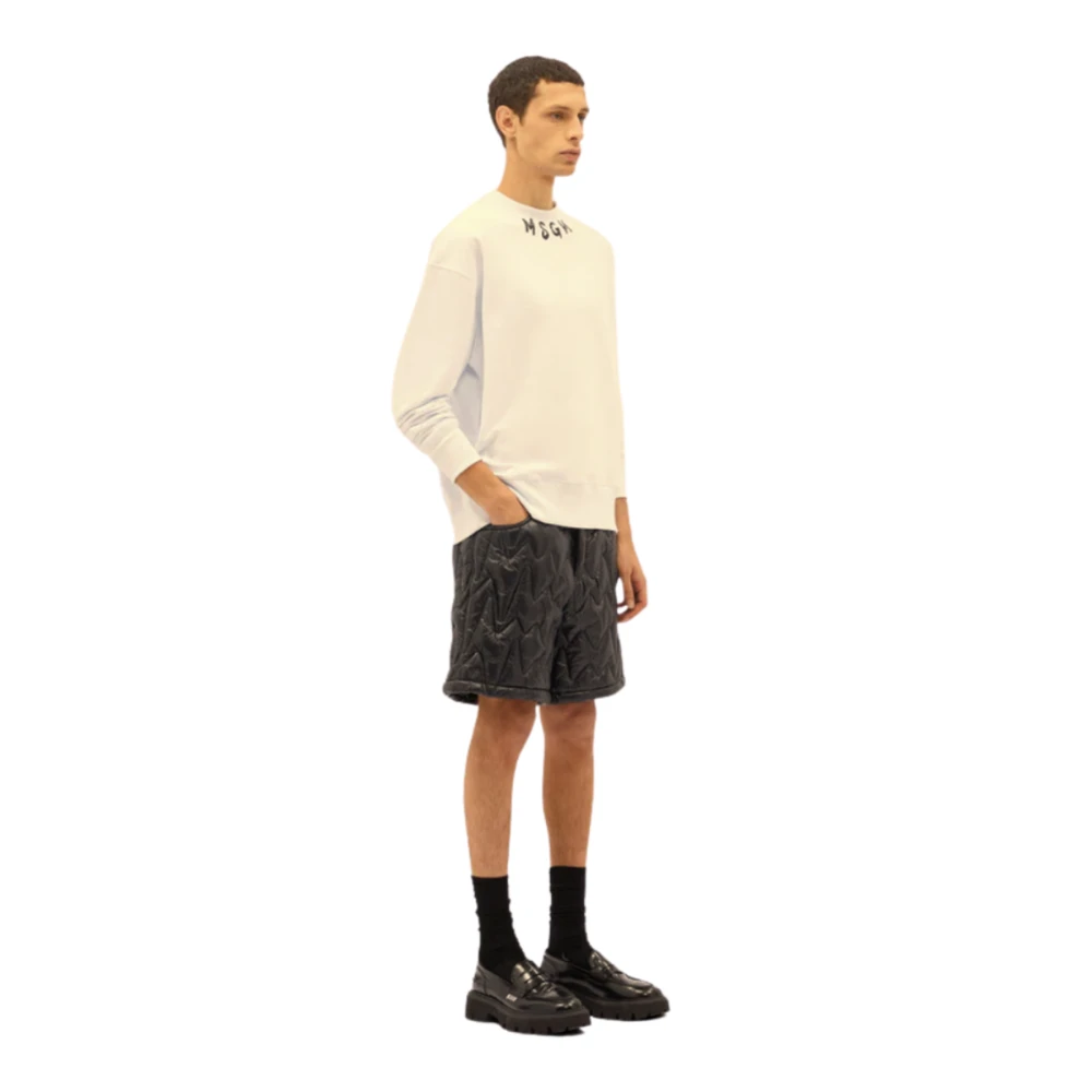 Msgm Geborsteld jersey logo sweatshirt in room White Heren