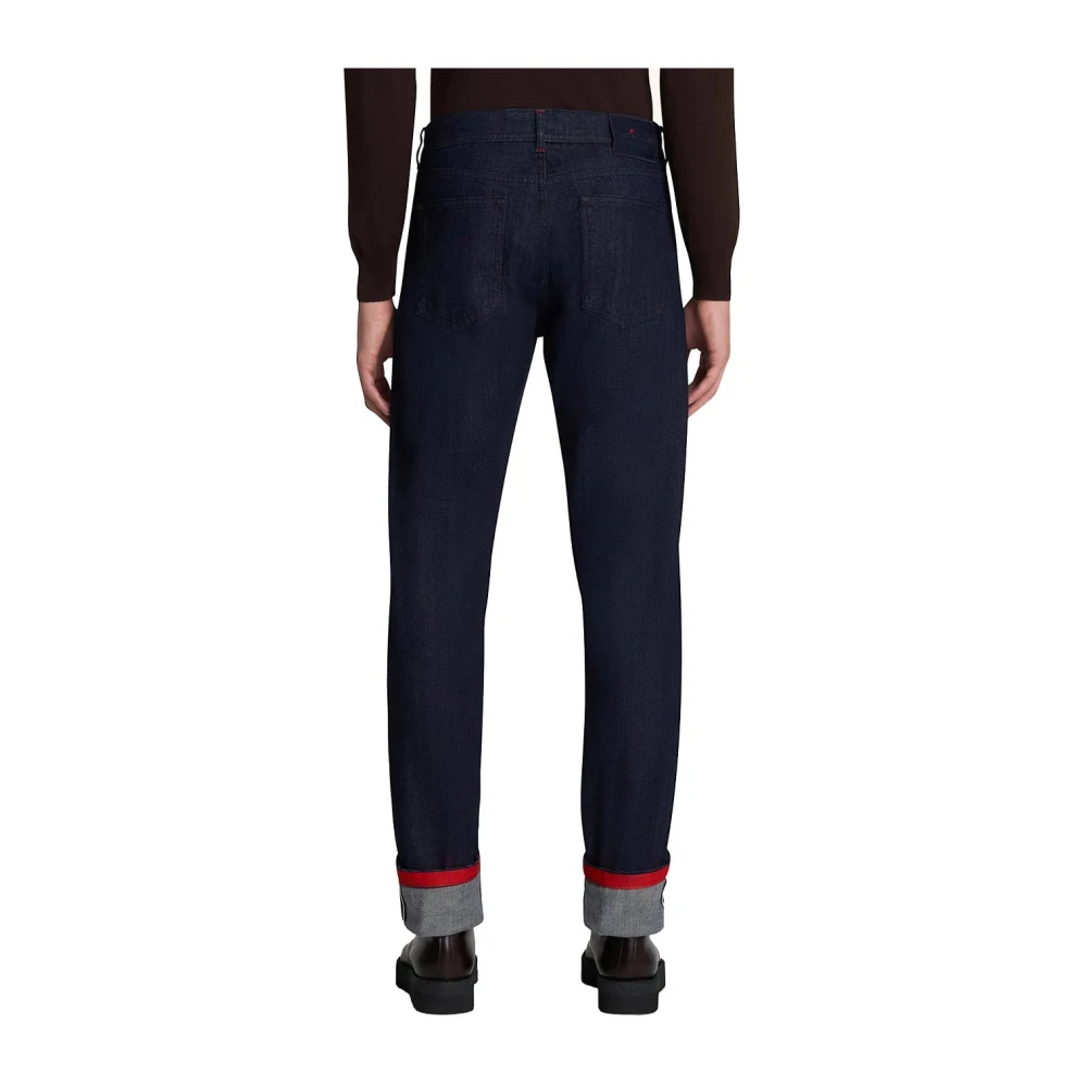Kiton Slim Fit Donkerblauwe Katoenen Jeans Blue Heren