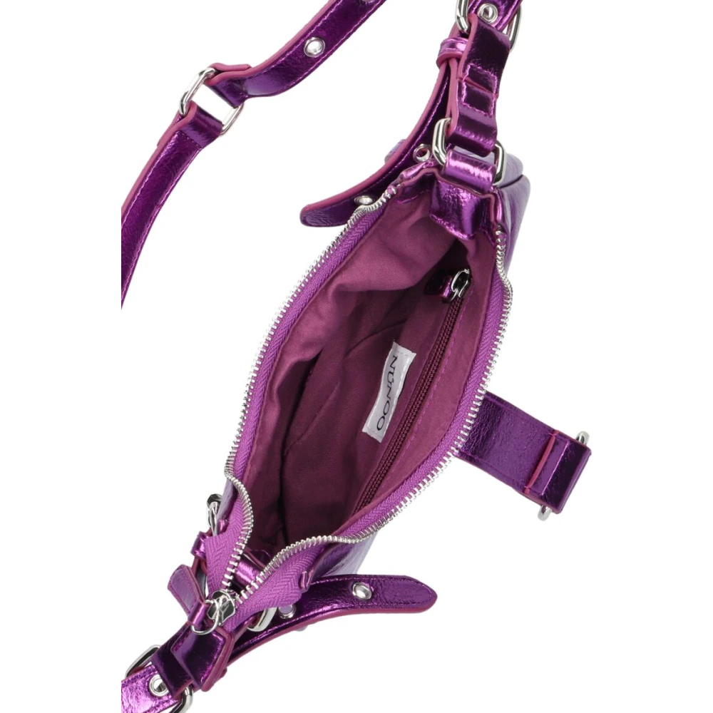 Núnoo Paarse Metallic Schoudertas Palma Purple Dames