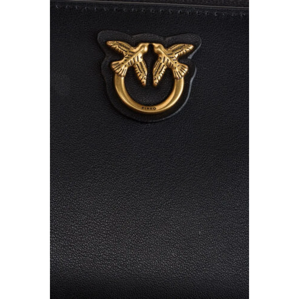 pinko Vierkante leren portemonnee Love Birds Black Dames