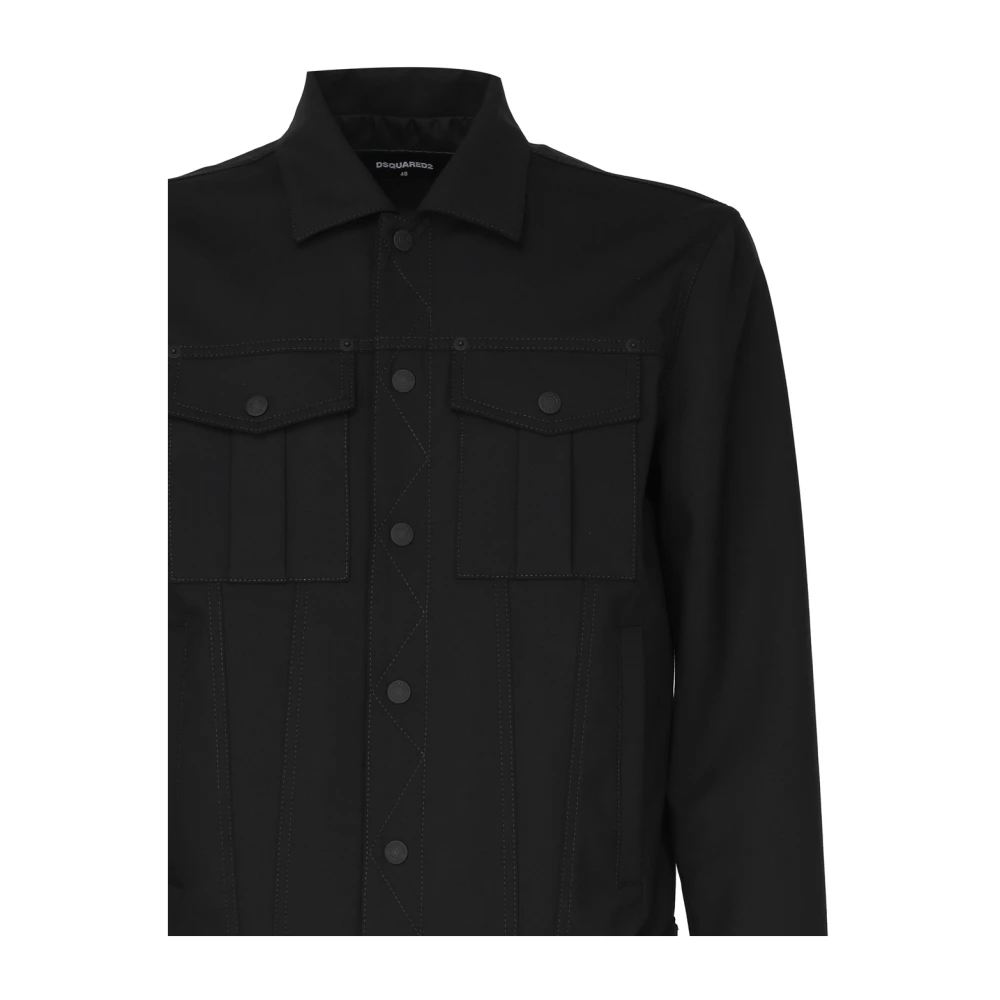 Dsquared2 Zwarte Sportjas Knoopsluiting Black Heren