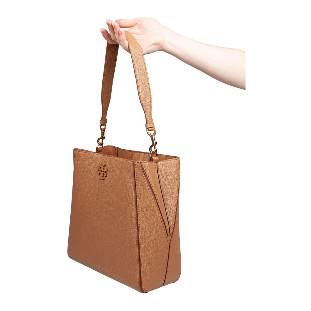 TORY BURCH Leren emmerzak in Tiramisu-kleur Brown Dames