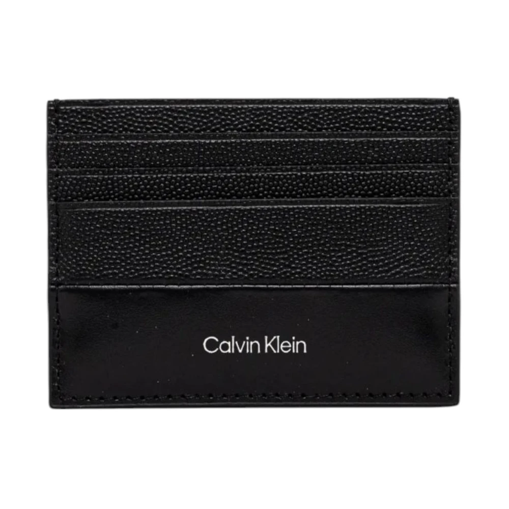 Calvin Klein Leren Heren Kaarthouder Lente Zomer Collectie Black Heren