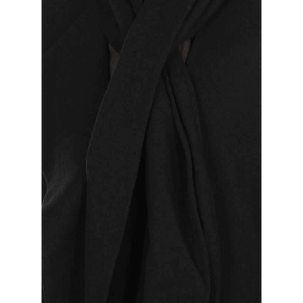Y-3 Zwarte wollen jas met sjaal Black Dames