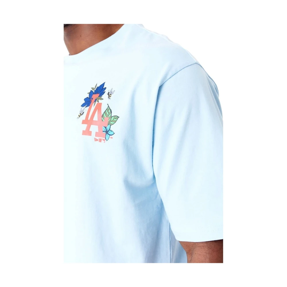 new era Dodgers MLB Bloemen Grafisch T-shirt Blue Heren