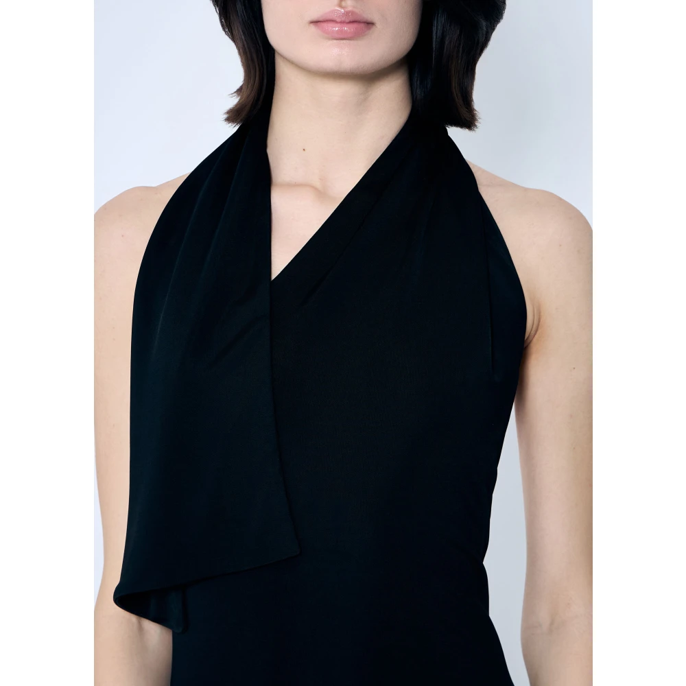 Khaite Slinky Jersey Asymmetrische Halslijn Jurk Black Dames