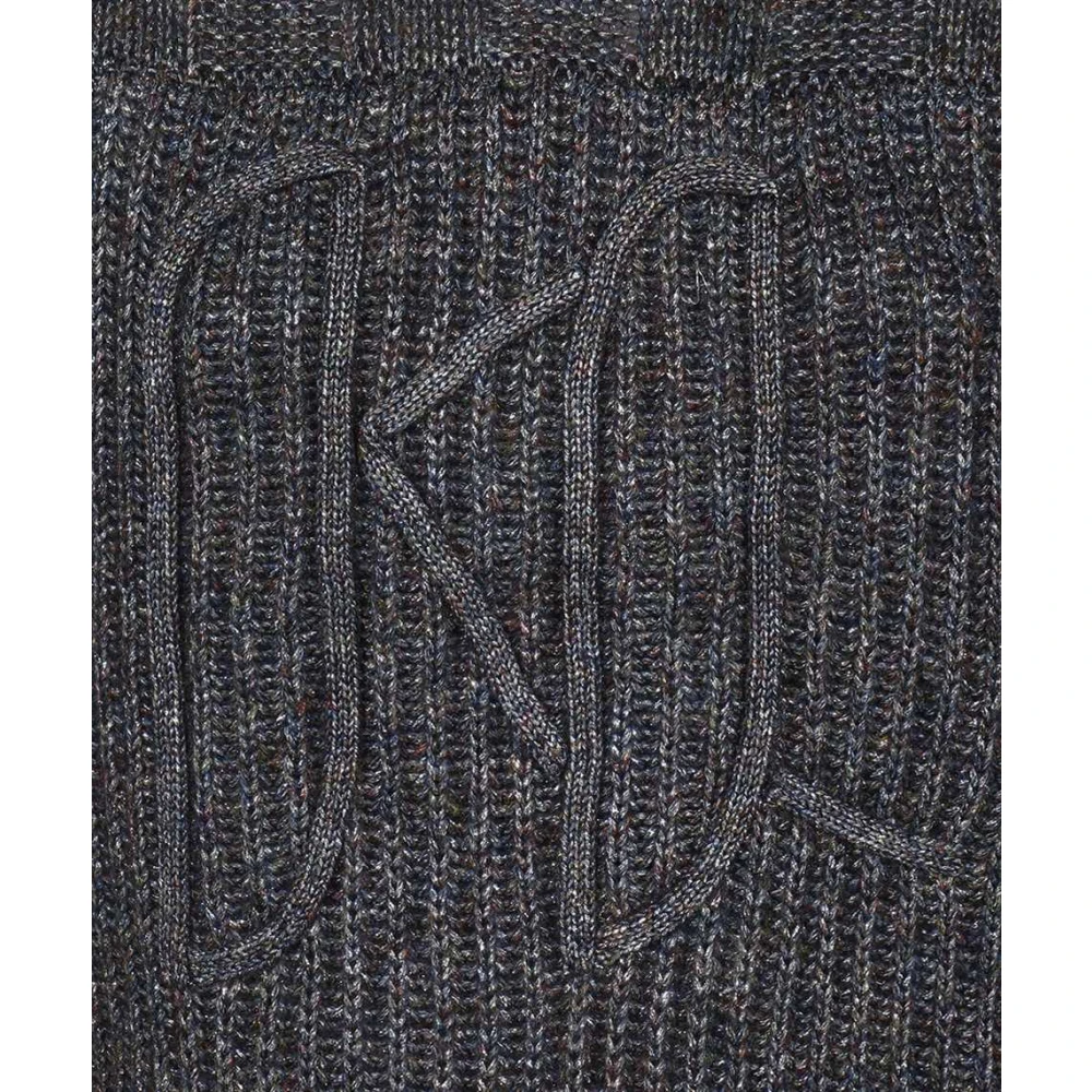 Karl Lagerfeld Geribbelde Turtleneck Sweater met Logo Borduursel Gray Dames