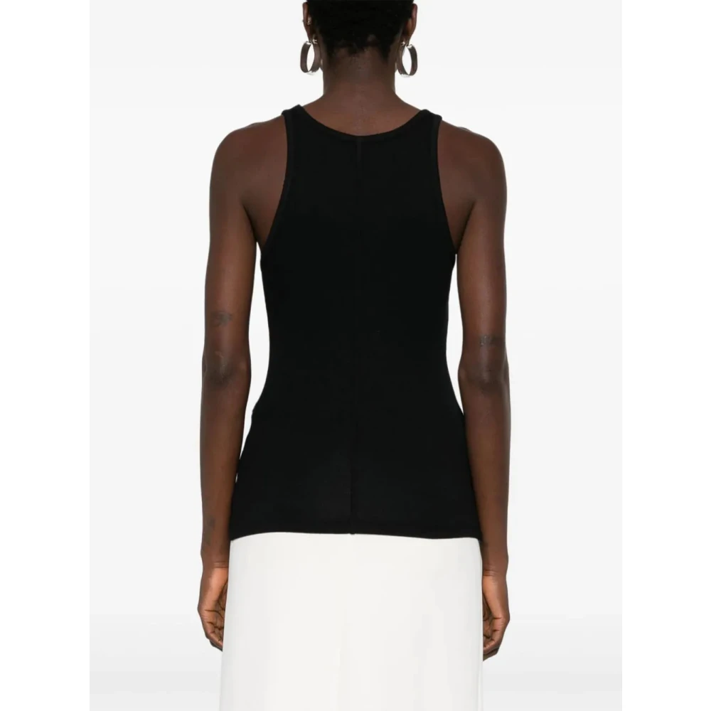 Agolde Zwarte Mouwloze Ribgebreide Top Black Dames