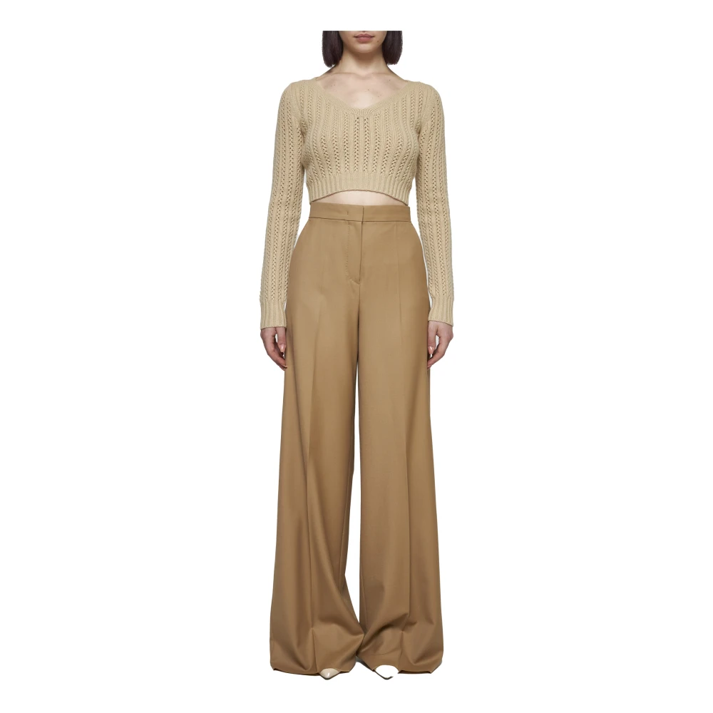 Max Mara Ecru Gehaakte Wol Kasjmier Trui Beige Dames