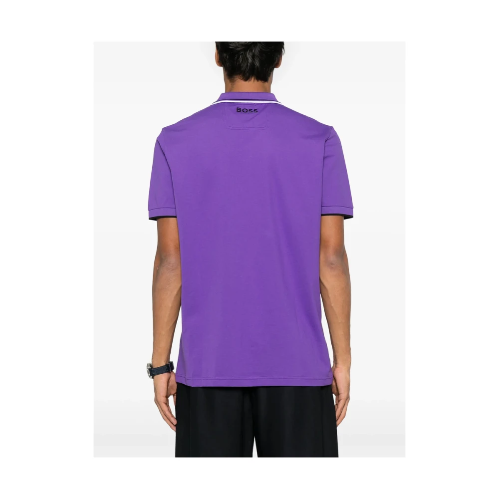 Hugo Boss Pruim Paarse Geborduurd Logo Sweater Purple Heren