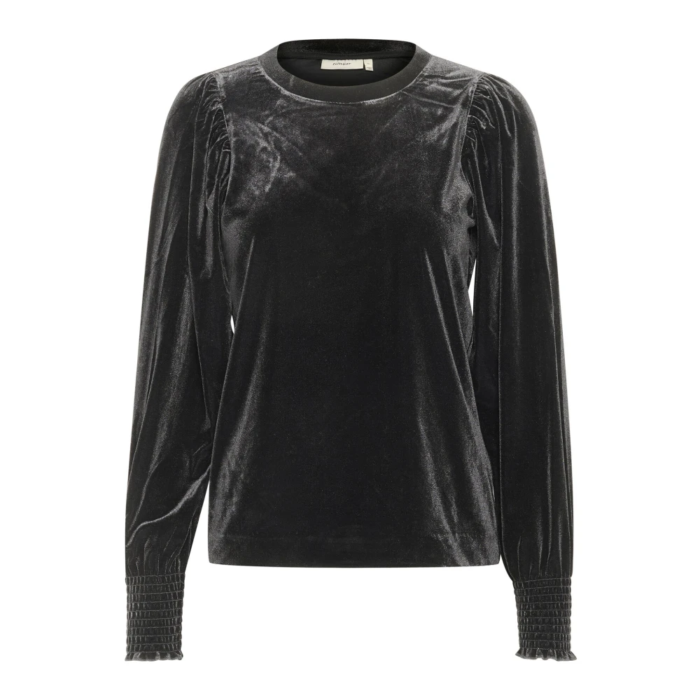 InWear Zwarte Blouse met Smock Manchetten Black Dames