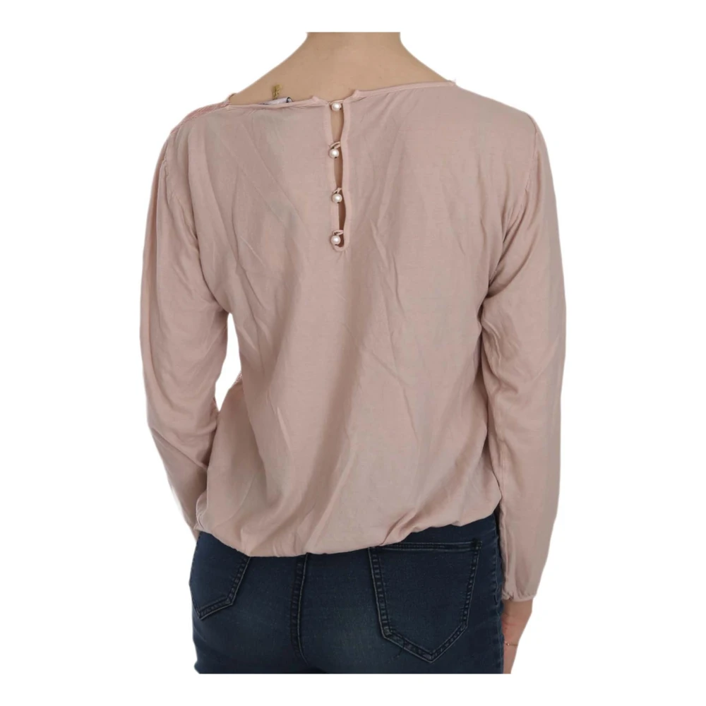 Pink Memories Pink Lace Boat Neck Blouse Pink Dames