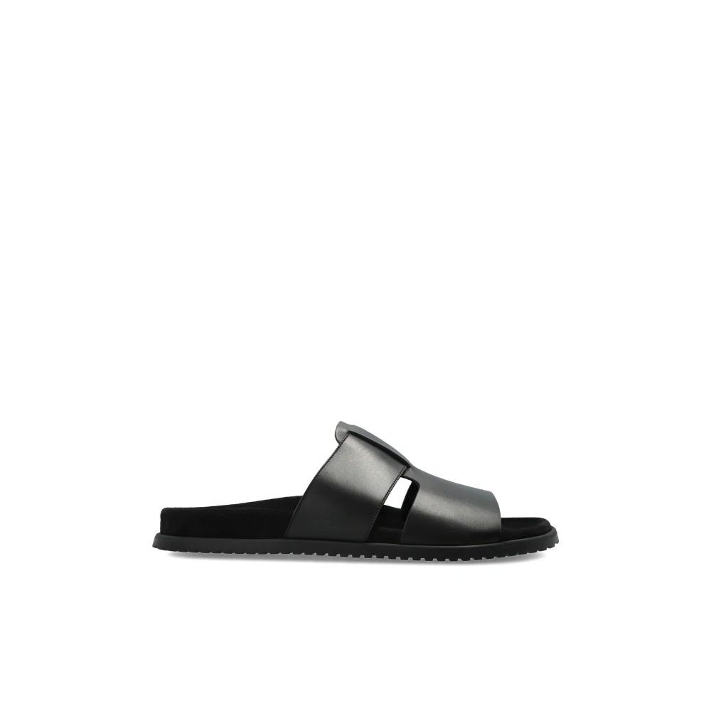 Dolce & Gabbana Mannelijk Zwart Schoenen Heren, 41 Eu, Leer, Leren Slippers