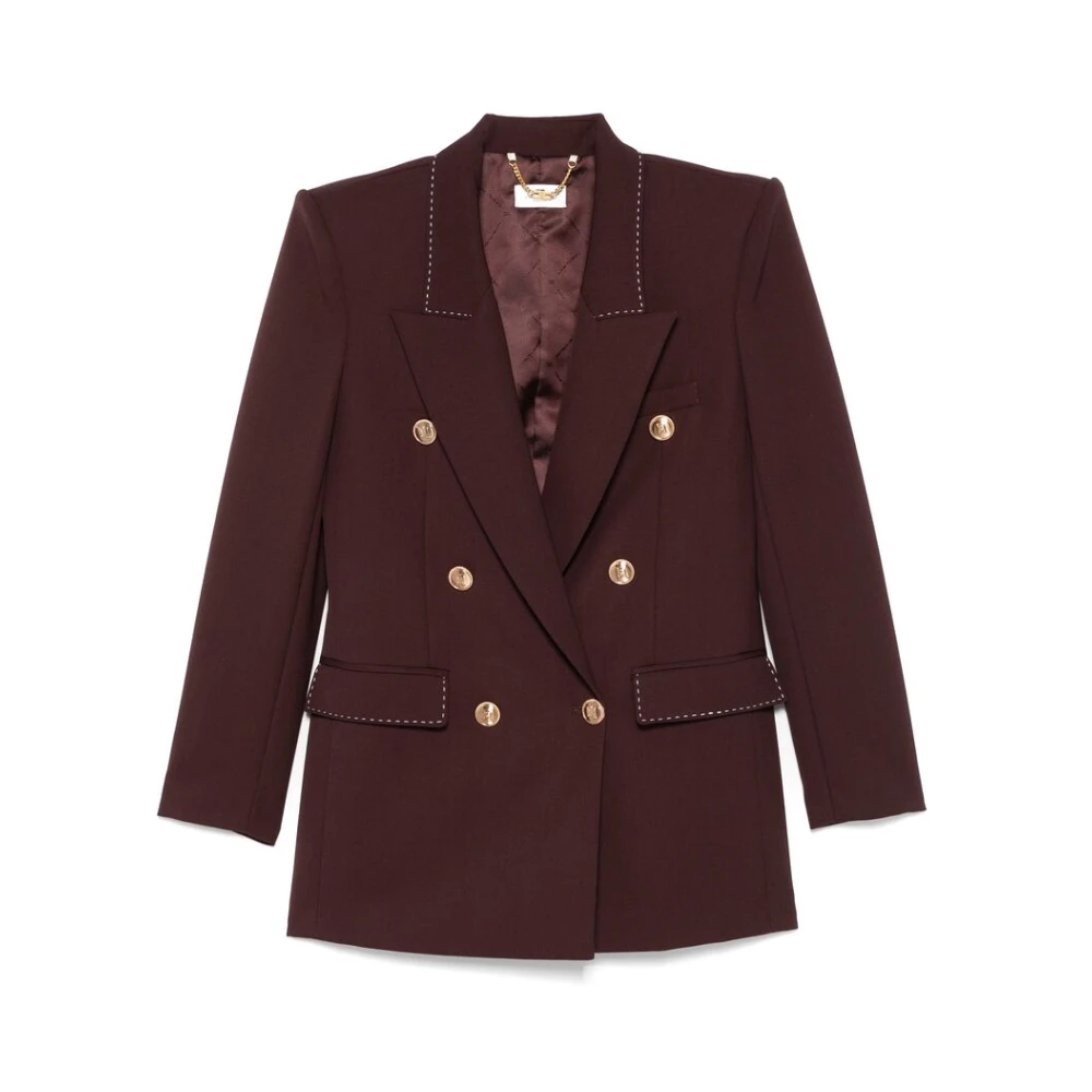 Elisabetta Franchi Chocoladebruine double-breasted jas Brown Dames