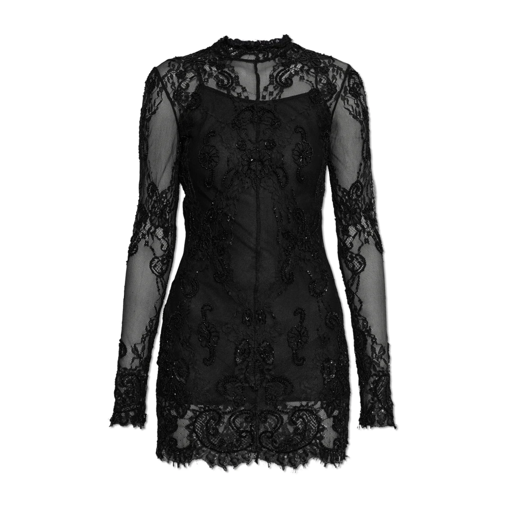 Blumarine Donna Nero - Abito In Pizzo Con Paillettes Scintillanti - Dresses - M