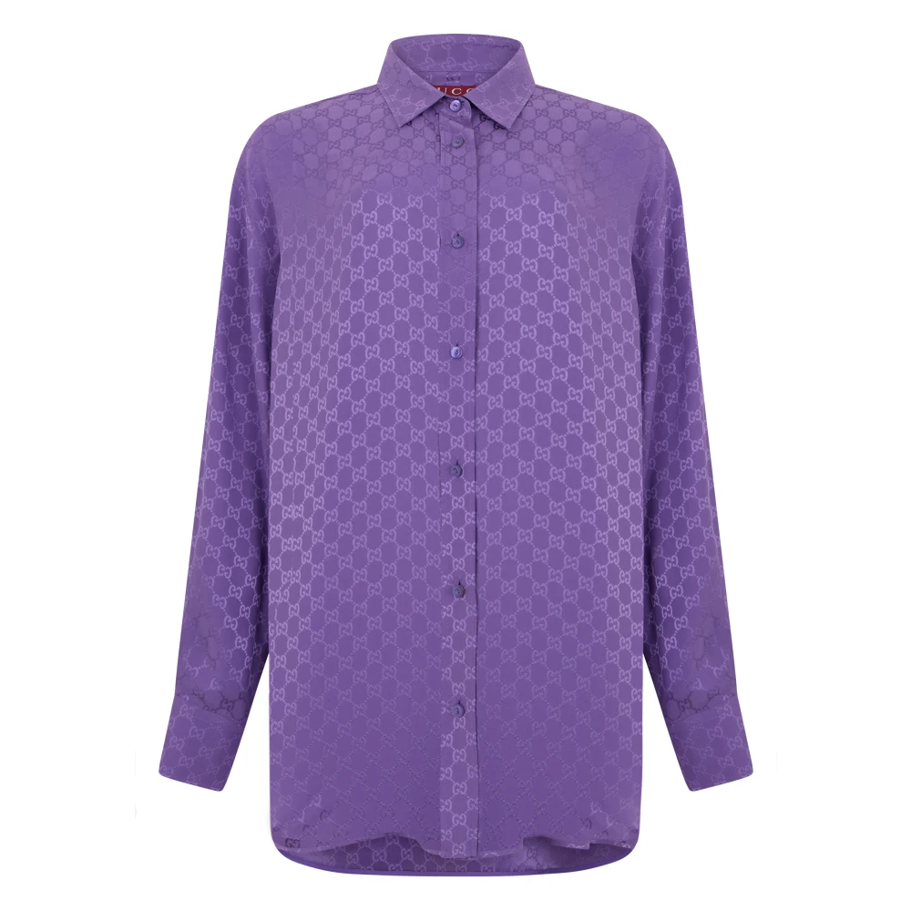 Gucci Women's Purple Silk Monogram Shirt - Shirts - M - Blouses & Shirts