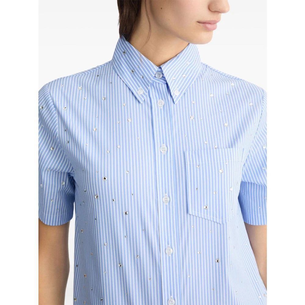 Liu Jo Heldere Blauwe Strass Versierde Shirt Blue Dames