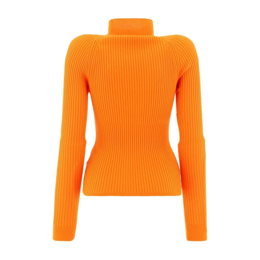Msgm Geribbelde Gebreide Top met Uitsnijding Orange Dames
