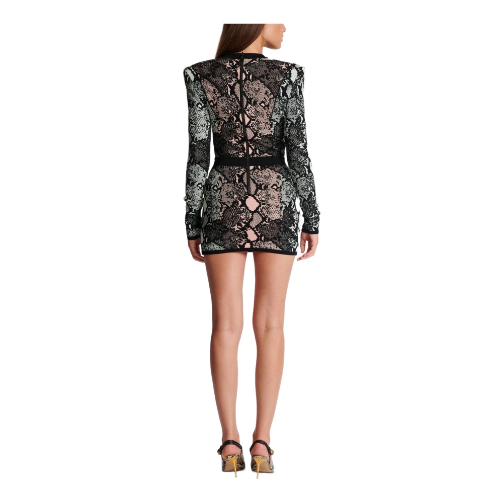 Balmain Korte jacquardjurk met slangenprint Multicolor Dames