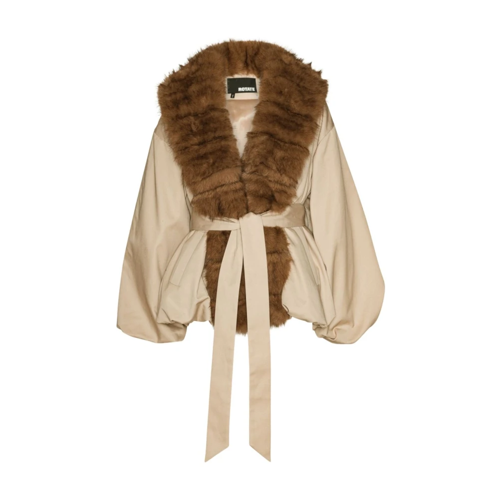 Rotate Birger Christensen , Faux Fur & Shearling Jackets, Female, Beige, 2XS, Donatella Jacket