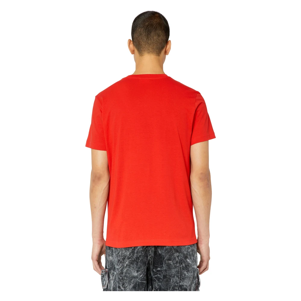 Diesel Heren T-shirt met rode D applicatie Red Heren