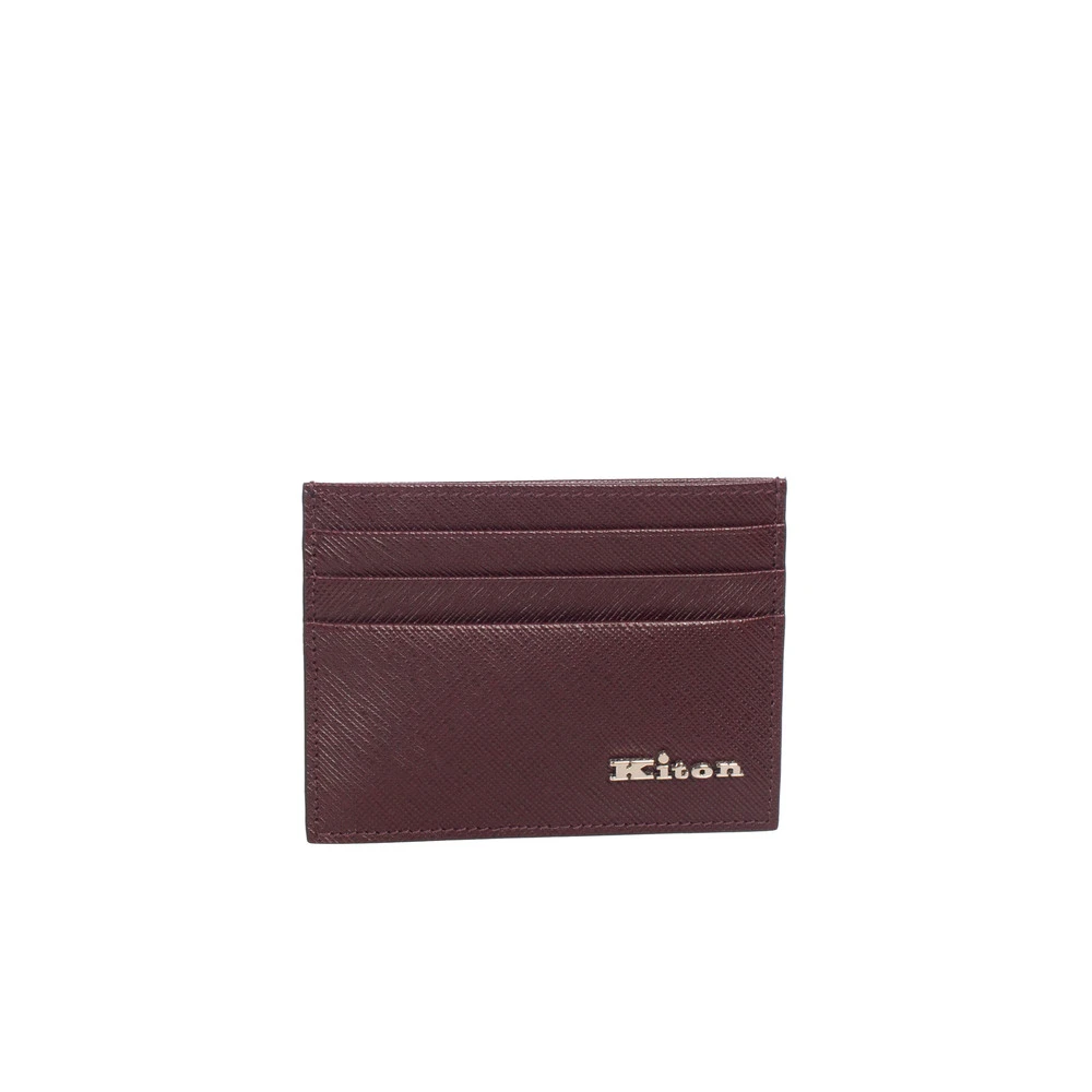 Kiton Leren Creditcardhouder Red Heren