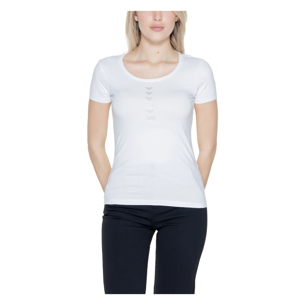 Emporio Armani EA7 Wit Bedrukt T-shirt Korte Mouwen White Dames