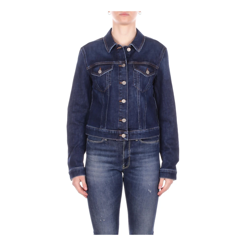 Dondup Women's Blue Denim Jackets, M, Logo Denim Jacket