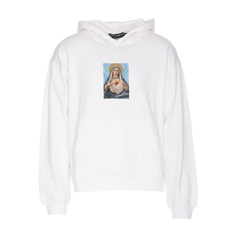 Dolce & Gabbana Men's White Hoodies, M, Stylish Hoodie With Unique Design