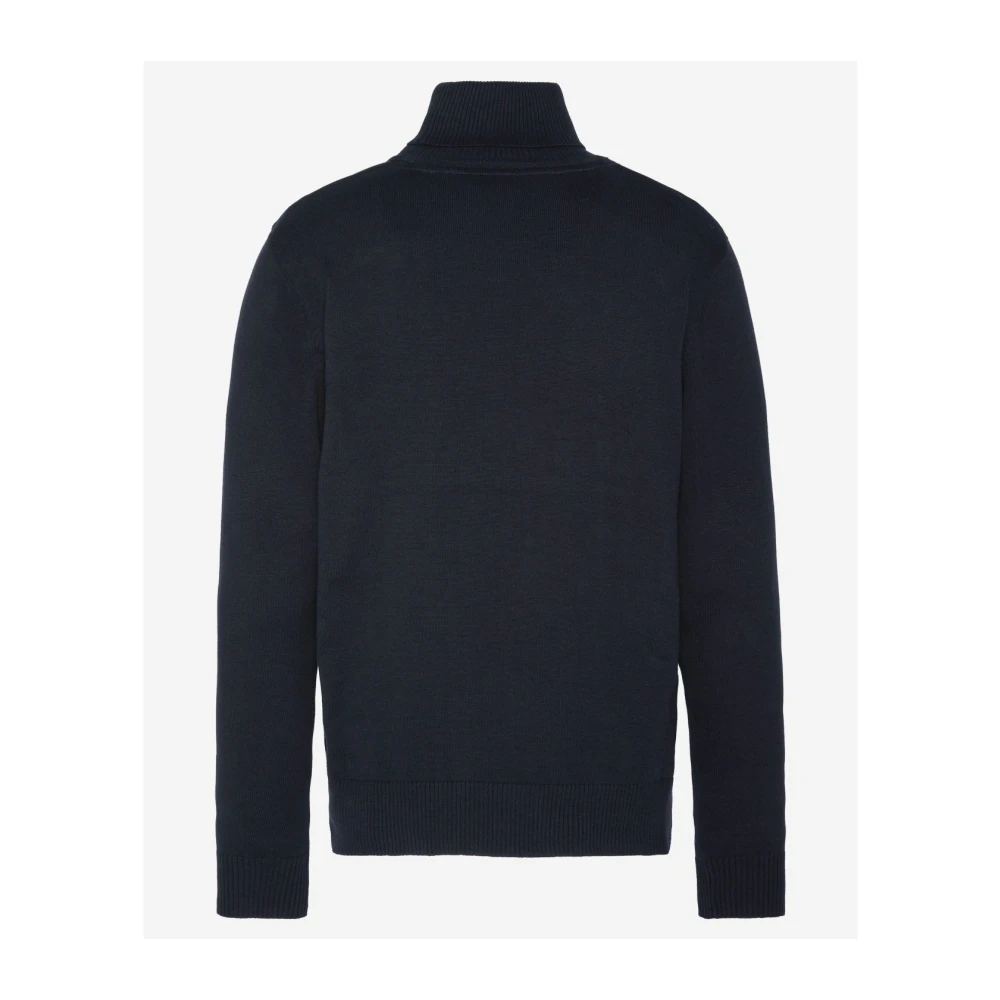 Schott NYC Katoenen Geborduurde Turtleneck Sweater Blue Heren