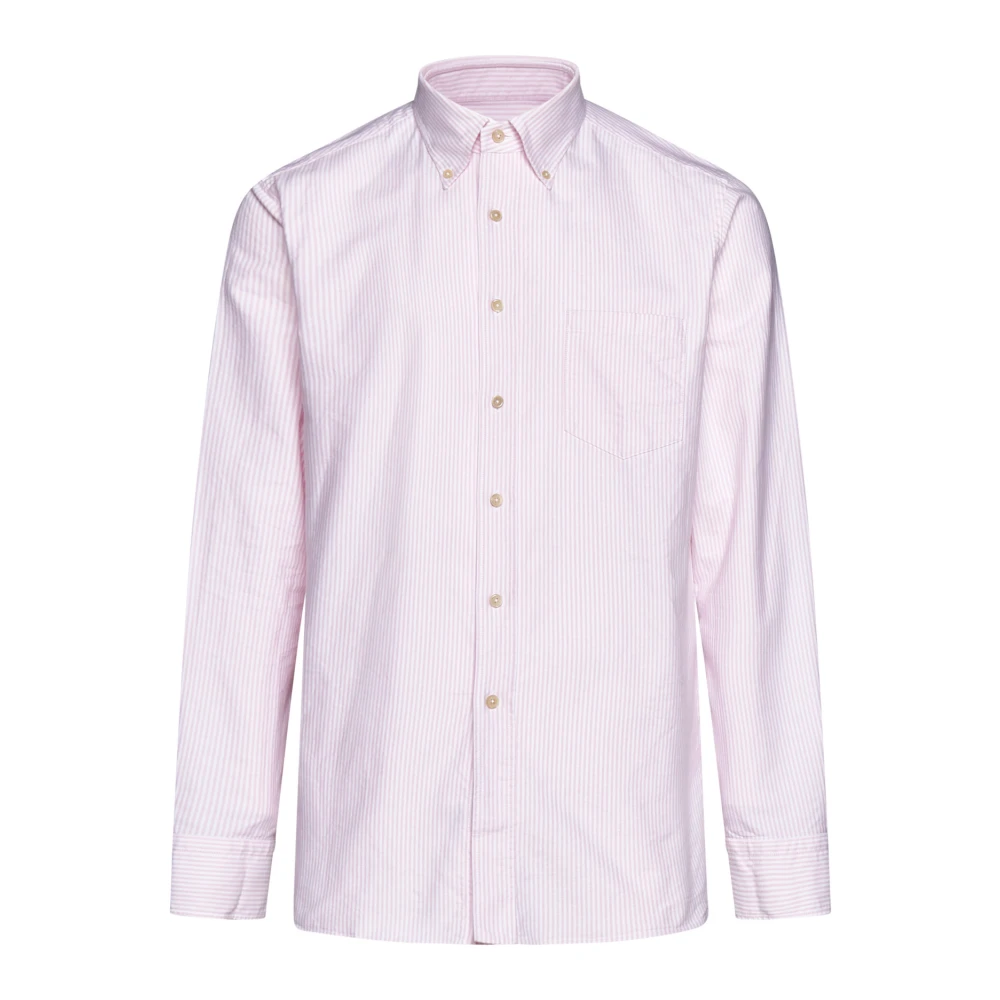 D4.0 Gestreepte Button-Down Oxford Overhemden Pink Heren