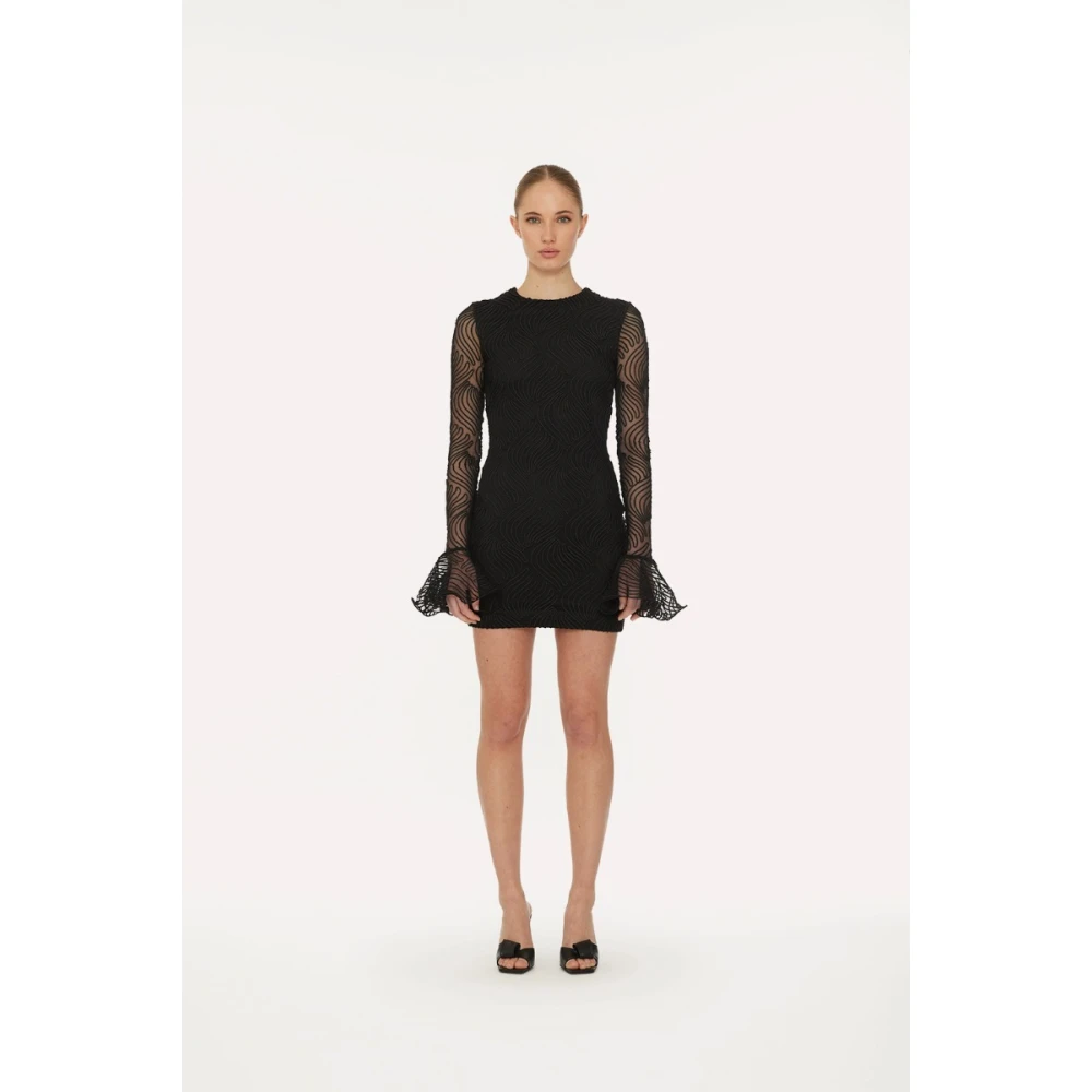 Rotate Birger Christensen Mini Flounce Jurk Black Dames