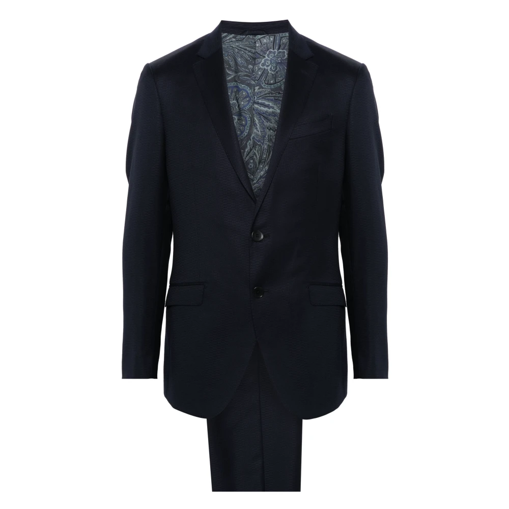 ETRO Elegante Blauwe Wollen Pak Blue Heren