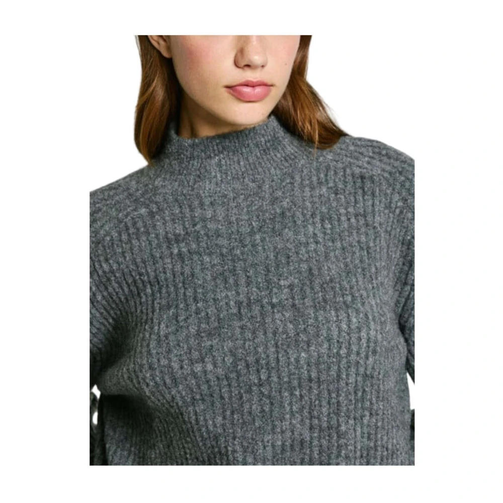 Pepe Jeans Zachte Gebreide Raglanmouw Trui Gray Dames